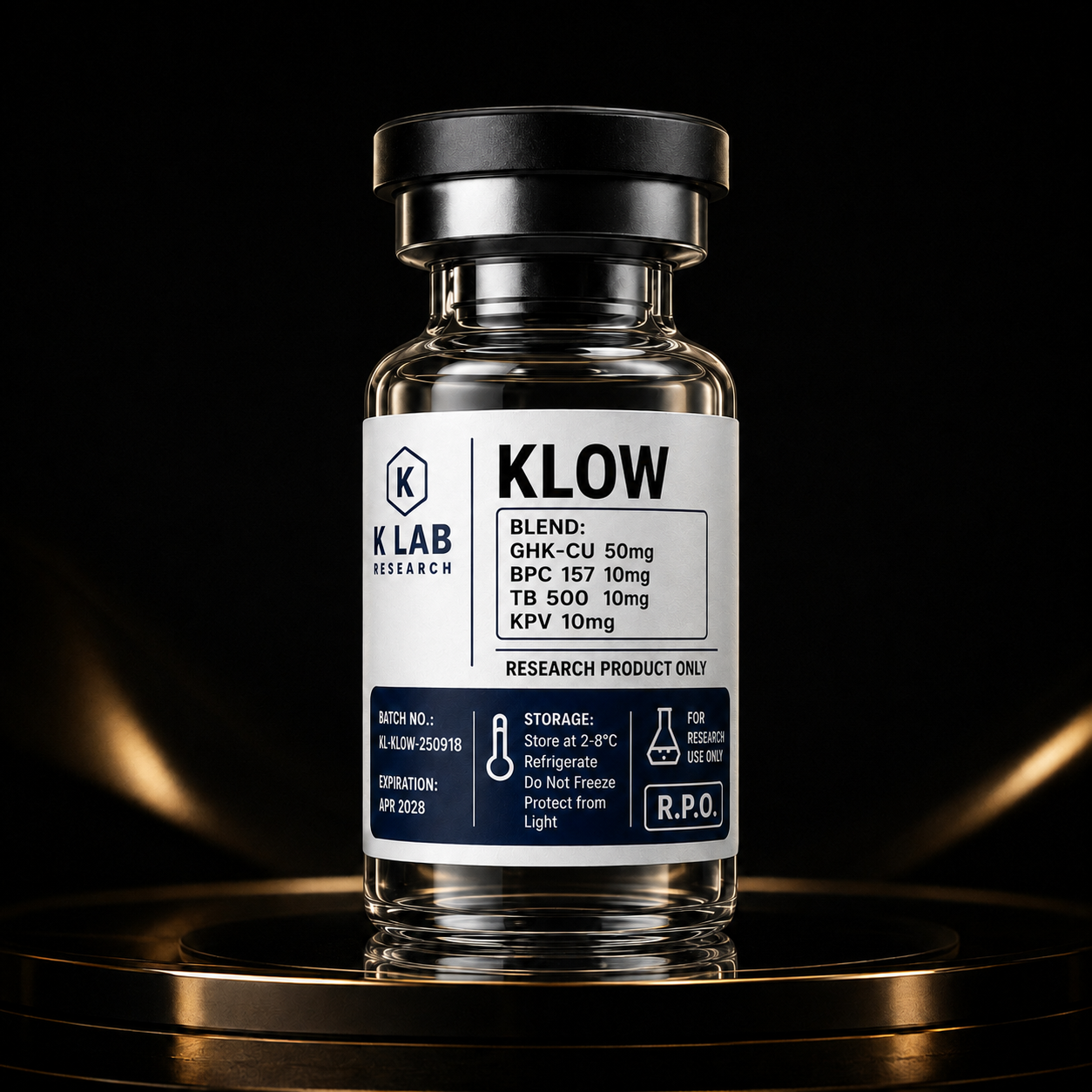 K Lab KLOW (GHK-CU 50mg, BPC 157 10mg, TB 500 10mg, KPV 10mg) vial